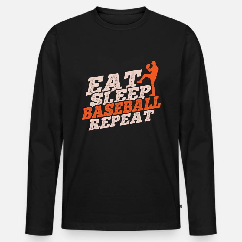 Baseball - Männer Premium Bio Langarmshirt - Schwarz