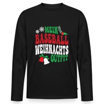 Baseball Weihnachten Outfit Baseballspieler XMAS - Männer Premium Bio Langarmshirt - Schwarz - Vorne - Nico (187cm)