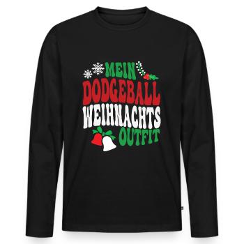 Dodgeball Weihnachten Outfit Dodgeballspieler XMAS - Männer Premium Bio Langarmshirt - Schwarz - Vorne - Nico (187cm)