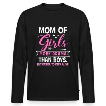 Mom Of Girls - Plus de drame que de garçons, mais plus facile ... - T-shirt manches longues Premium bio Homme - noir - Devant - Nico (187cm)