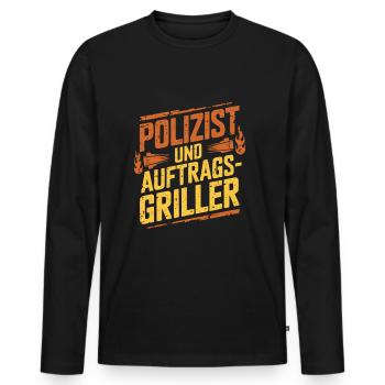 Polizist und Auftragsgriller - Männer Premium Bio Langarmshirt - Schwarz - Vorne - Nico (187cm)