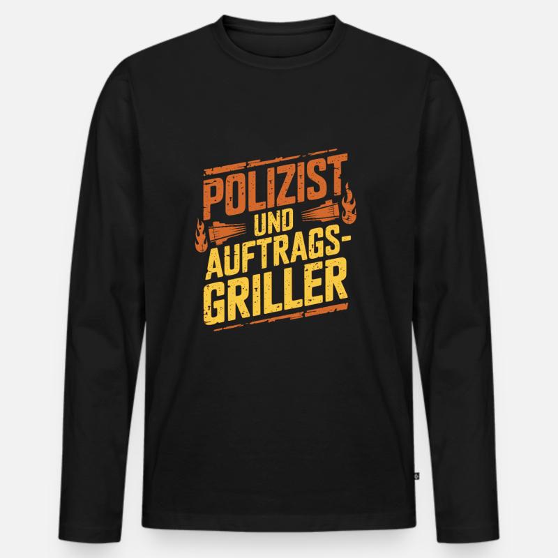 Polizist und Auftragsgriller - Männer Premium Bio Langarmshirt - Schwarz
