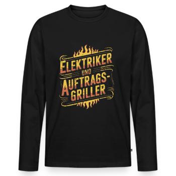 Elektriker und Auftragsgriller - Männer Premium Bio Langarmshirt - Schwarz - Vorne - Nico (187cm)