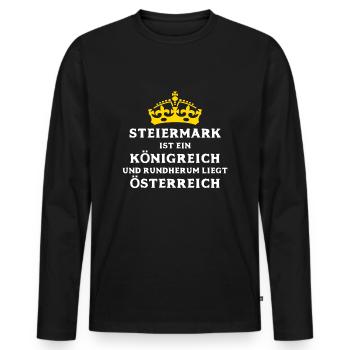 STEIERMARK - Männer Premium Bio Langarmshirt - Schwarz - Vorne - Nico (187cm)
