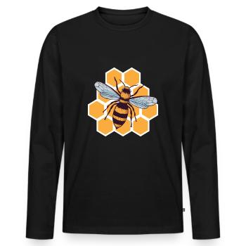 Beekeeper Beekeeping Bee honeycomb yellow - Men's Premium Organic Long Sleeve Shirt - black - Front - Nico (187cm)