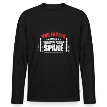 CNC Fräser Dreher Zerspaner Späne lustiger Spruch - Männer Premium Bio Langarmshirt - Schwarz - Vorne - Nico (187cm)