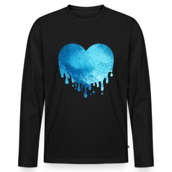 Melting Ice Glacier Heart - Men's Premium Organic Long Sleeve Shirt - black - Front - Nico (187cm)