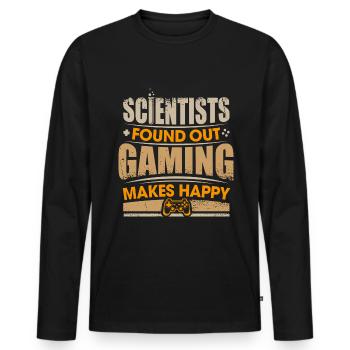 Gamer Shirt, Gaming makes happy - Männer Premium Bio Langarmshirt - Schwarz - Vorne - Nico (187cm)