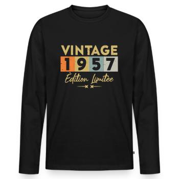 Vintage 1957 Édition Limitée - T-shirt manches longues Premium bio Homme - noir - Devant - Nico (187cm)