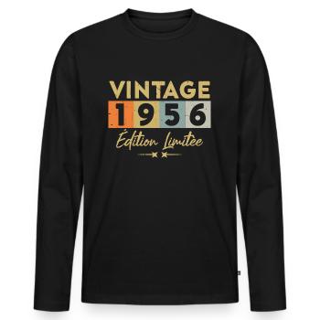 Vintage 1956 Édition Limitée - T-shirt manches longues Premium bio Homme - noir - Devant - Nico (187cm)