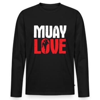 Thaiboxen Muay Thai - Männer Premium Bio Langarmshirt - Schwarz - Vorne - Nico (187cm)