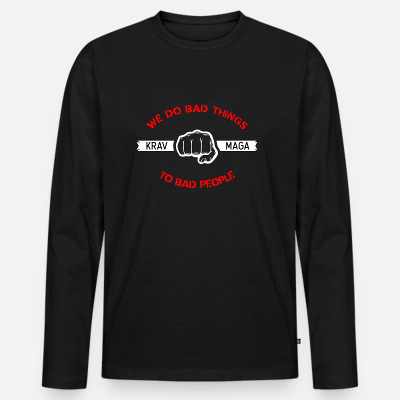 Krav Maga - Selbstverteidigung Defense Training - Männer Premium Bio Langarmshirt - Schwarz