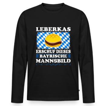 Leberkas Bayrisch Mannsbild Lustig Leberkäse - Männer Premium Bio Langarmshirt - Schwarz - Vorne - Nico (187cm)
