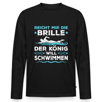Schwimm Bademeister König Schwimmen - Männer Premium Bio Langarmshirt - Schwarz - Vorne - Nico (187cm)