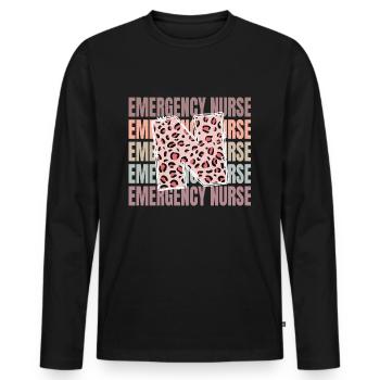 La vie de l’infirmière d’urgence Léopard - T-shirt manches longues Premium bio Homme - noir - Devant - Nico (187cm)