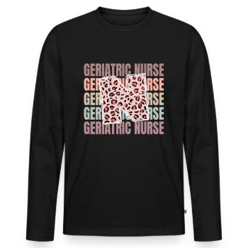 Leopard Geriatric Nurse Life - Männer Premium Bio Langarmshirt - Schwarz - Vorne - Nico (187cm)