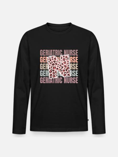 Leopard Geriatric Nurse Life - Men's Premium Organic Long Sleeve Shirt - black