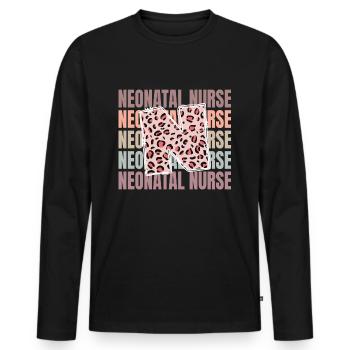 Vie d’infirmière néonatale léopard - T-shirt manches longues Premium bio Homme - noir - Devant - Nico (187cm)