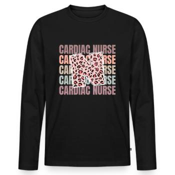 Leopard Heart Nurse Life - Men's Premium Organic Long Sleeve Shirt - black - Front - Nico (187cm)