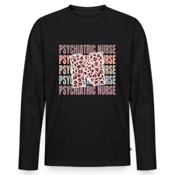 Life of psychiatric nurse Leopard - Men's Premium Organic Long Sleeve Shirt - black - Front - Nico (187cm)
