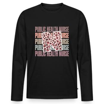 Leopard Public Health Nurse Life - Männer Premium Bio Langarmshirt - Schwarz - Vorne - Nico (187cm)