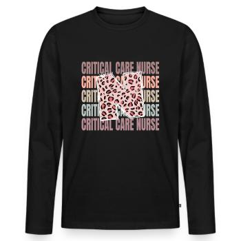Leopard Critical Care Nurse Life - Men's Premium Organic Long Sleeve Shirt - black - Front - Nico (187cm)