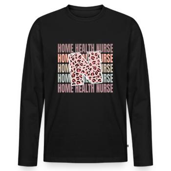 Leopard Home Health Infirmière Vie - T-shirt manches longues Premium bio Homme - noir - Devant - Nico (187cm)