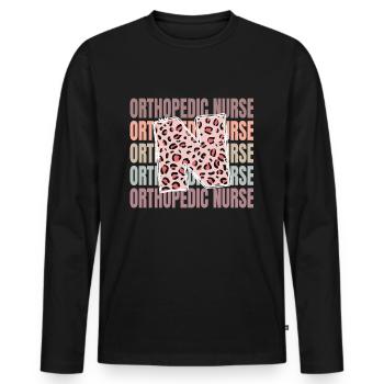 Leopard Orthopedic Nurse Life - Men's Premium Organic Long Sleeve Shirt - black - Front - Nico (187cm)