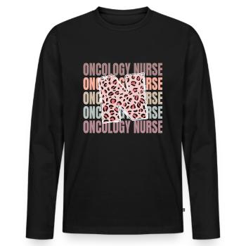Leopard Oncology Nurse Life - Men's Premium Organic Long Sleeve Shirt - black - Front - Nico (187cm)