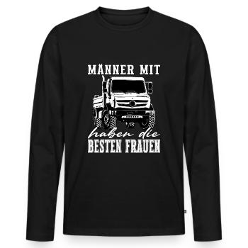 Männer mit Unimog - Offroad - Universal Motorgerät - Männer Premium Bio Langarmshirt - Schwarz - Vorne - Nico (187cm)