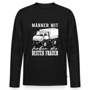 Männer mit Unimog - Offroad - Universal Motorgerät - Männer Premium Bio Langarmshirt - Schwarz - Vorne - Nico (187cm)