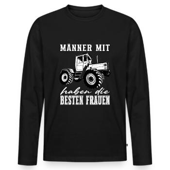 Männer mit MBTrac - Offroad - Universal Motorgerät - Männer Premium Bio Langarmshirt - Schwarz - Vorne - Nico (187cm)