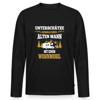 Mann mit Wohnmobil - Männer Premium Bio Langarmshirt - Schwarz - Vorne - Nico (187cm)