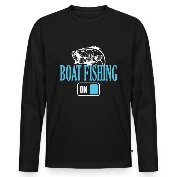 Mode de pêche en bateau de pêche activé - T-shirt manches longues Premium bio Homme - noir - Devant - Nico (187cm)
