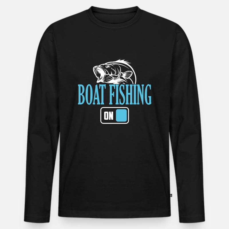 Fischerboot Angelmodus Ein - Männer Premium Bio Langarmshirt - Schwarz