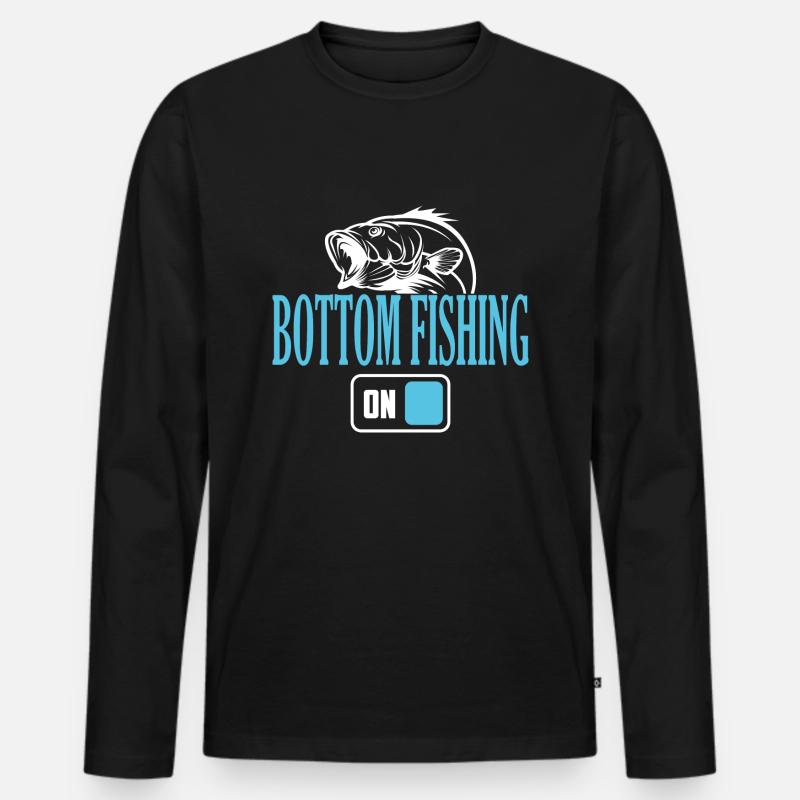 Fisherman Bottom Angelmodus Ein - Männer Premium Bio Langarmshirt - Schwarz