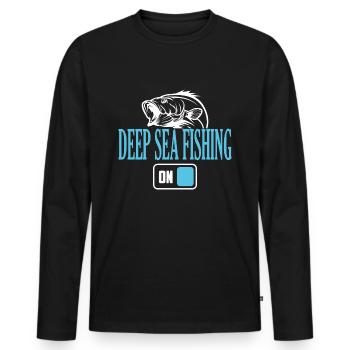 Mode de pêche en haute mer du pêcheur activé - T-shirt manches longues Premium bio Homme - noir - Devant - Nico (187cm)
