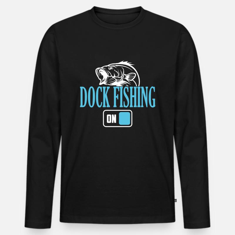 Fisherman Dock Angelmodus Ein - Männer Premium Bio Langarmshirt - Schwarz