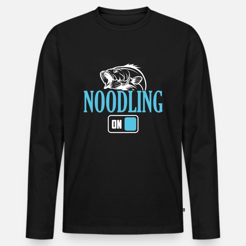 Fischer-Nudeln-Modus an - Männer Premium Bio Langarmshirt - Schwarz