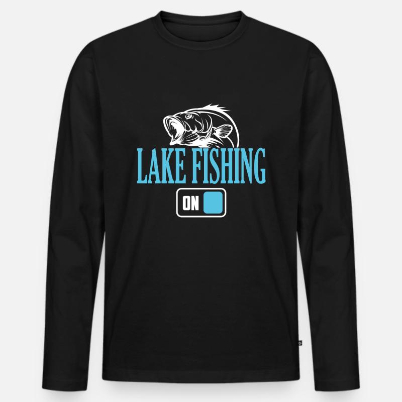 Fisherman Lake Angelmodus Ein - Männer Premium Bio Langarmshirt - Schwarz