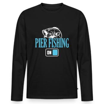 Mode de pêche Fisherman Pier activé - T-shirt manches longues Premium bio Homme - noir - Devant - Nico (187cm)