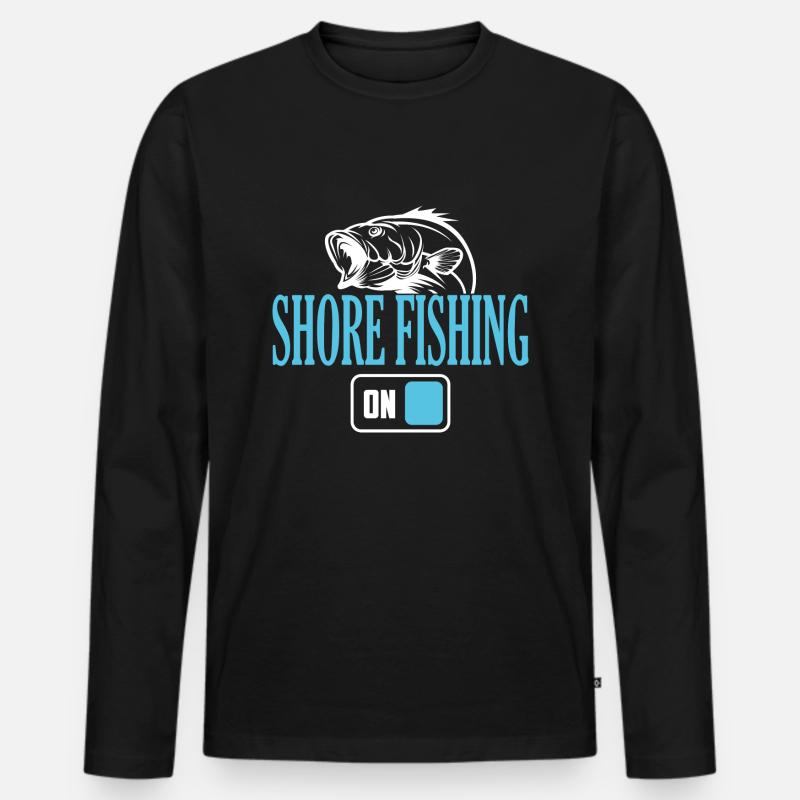 Fisherman Shore Angelmodus Ein - Männer Premium Bio Langarmshirt - Schwarz