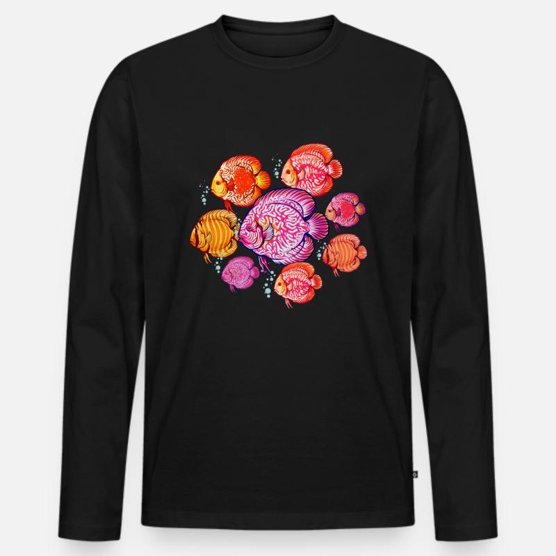 Diskusfisch Aquarium Fischhalter - Männer Premium Bio Langarmshirt - Schwarz