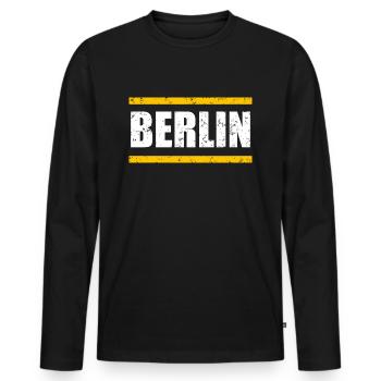 Berlin Vintage - Men's Premium Organic Long Sleeve Shirt - black - Front - Nico (187cm)