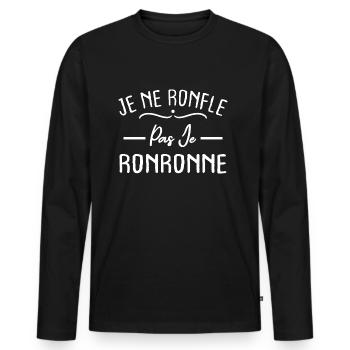 Je ne ronfle pas je ronronne - T-shirt manches longues Premium bio Homme - noir - Devant - Nico (187cm)