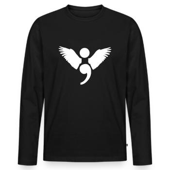 Semikolon Engel suizid prävention verlust geschenk - Männer Premium Bio Langarmshirt - Schwarz - Vorne - Nico (187cm)