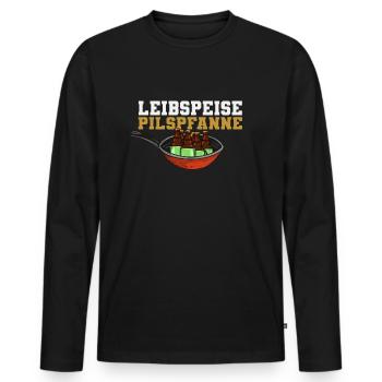Leibspeise lecker Pilspfanne Pilzpfanne Bier - Männer Premium Bio Langarmshirt - Schwarz - Vorne - Nico (187cm)