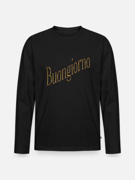 buongiorno - Mannen Premium Bio shirt met lange mouwen - zwart