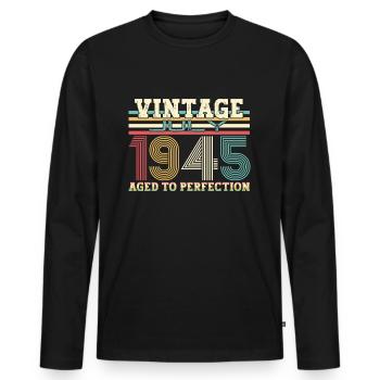Millésime Juillet 1945 77ème anniversaire Hommes 77 ans - T-shirt manches longues Premium bio Homme - noir - Devant - Nico (187cm)