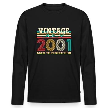 Vintage July 2001 21st birthday Men 21 years - Men's Premium Organic Long Sleeve Shirt - black - Front - Nico (187cm)
